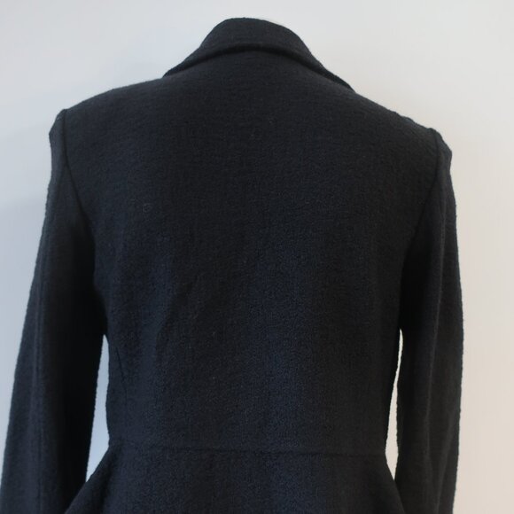 St. John Black Label Black Wool Blend Flounce Hem Grommet Boucle Blazer Jacket 4 - Picture 10 of 14